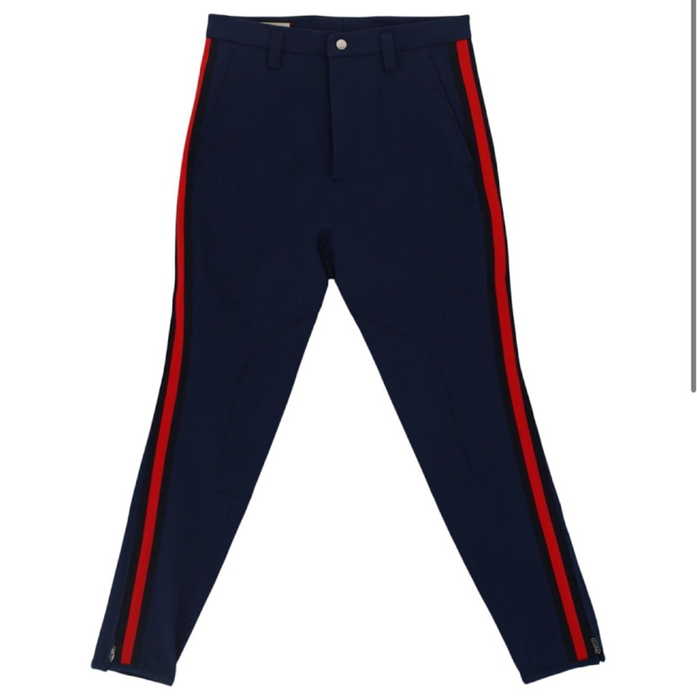 Gucci Striped Wool-Blend Crepe Track Pants Blue